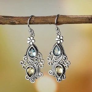 Flower Water Drop Pear Shaped Earrings For Women
